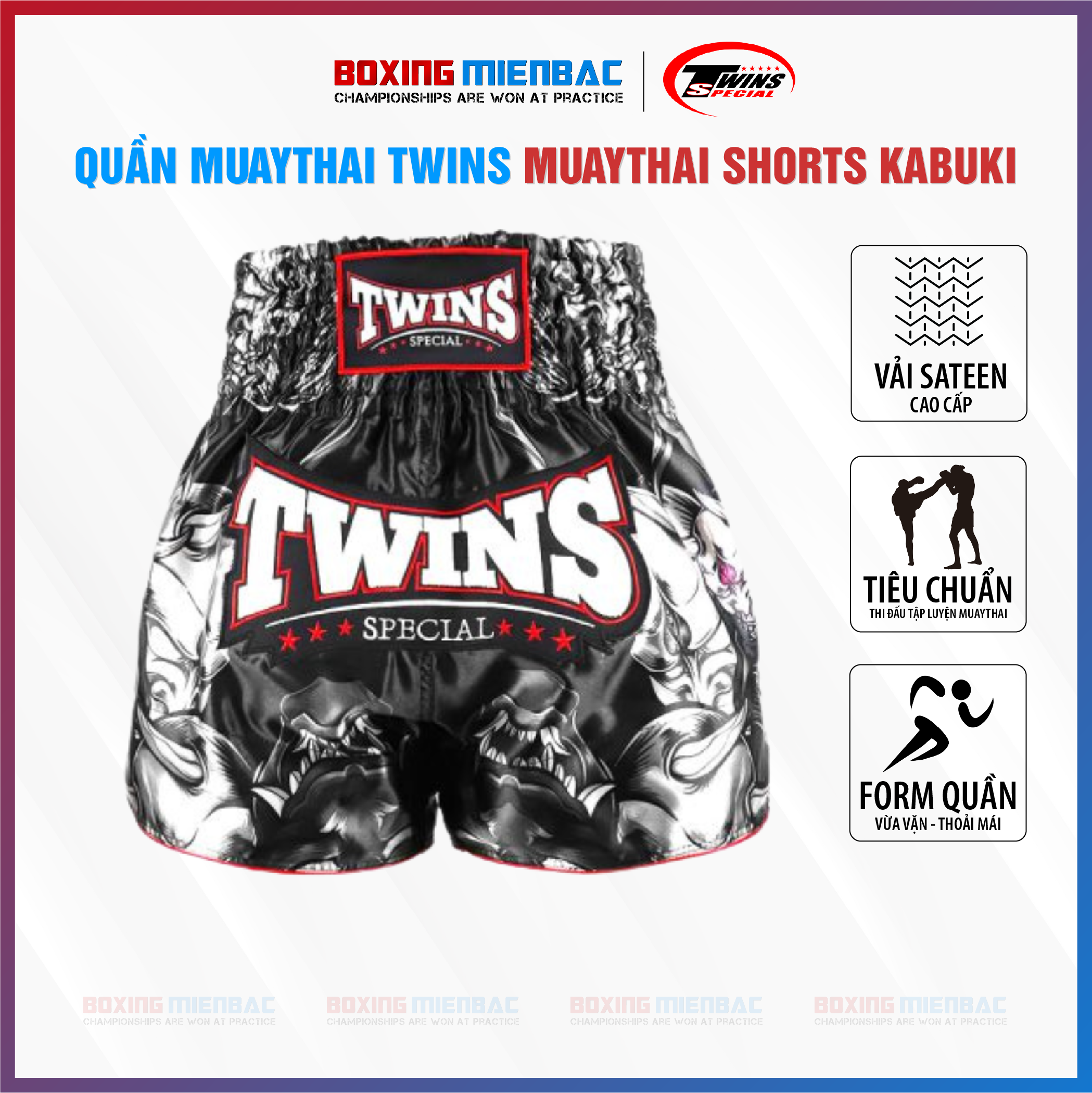 Quần MuayThai Twins Kabuki Cao Cấp - Muay Thai Twins Short