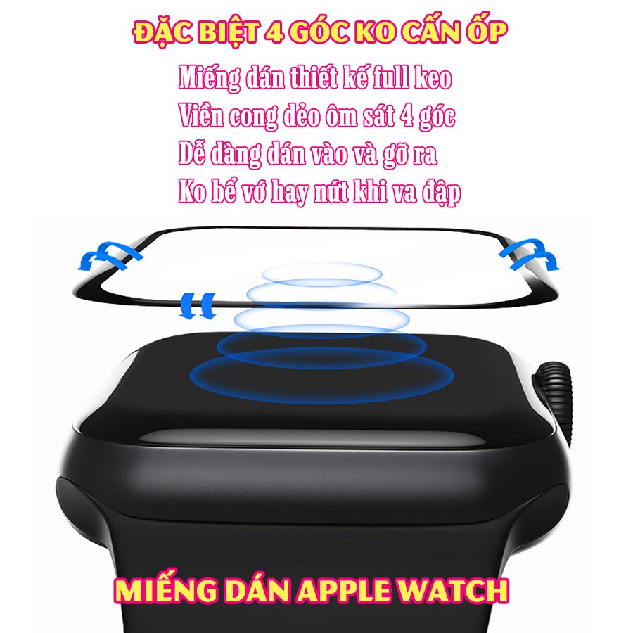 Dây Đeo liền ốp cho Apple Watch size 38/40/42/44mm TPU trong suốt nhuyễn 1 khóa gài_Xanh Trong (tặng dán KCL theo size)