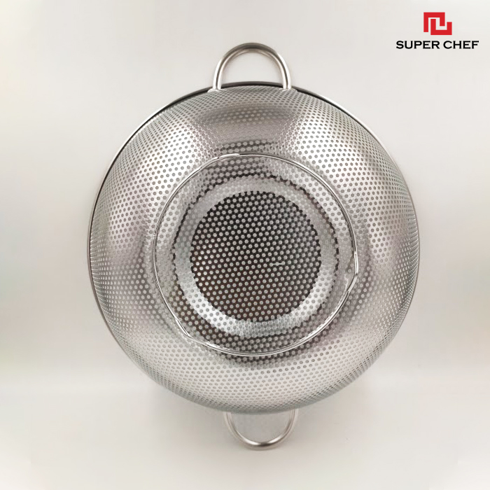 Rổ Inox 2 Quai Super Chef Dày Dặn, Cứng Cáp Siêu Bền Bỉ, An Toàn Khi Tiếp Súc Thực Phẩm, Chống Ăn Mòn, Chống Gỉ Sét Oxy hóa, Không Hoen Ố, Sang Trọng Tiện Lợi ( Size từ 16.5 đến 31.5cm)