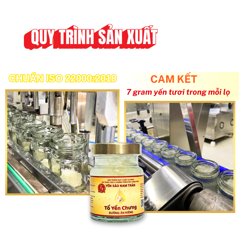 Yến Sào Chưng Sẵn Đường Ăn Kiêng NAM TRÂN 7 gram Tổ Yến Tươi. Set 3 lọ Không hộp. Lọ 70 ml