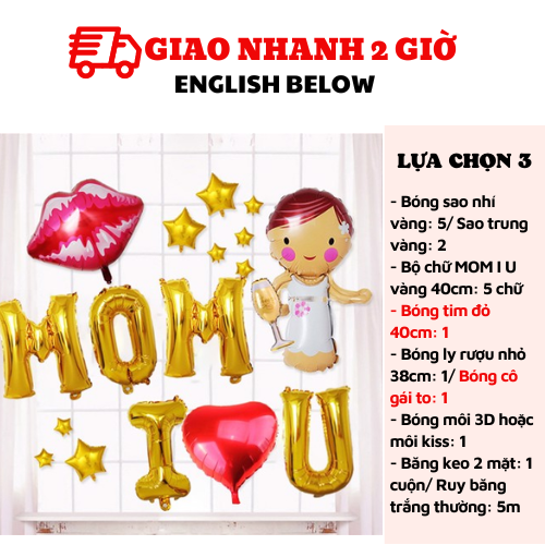 Bộ bong bóng trang trí ngày của mẹ Mother's Day balloon set mfd28