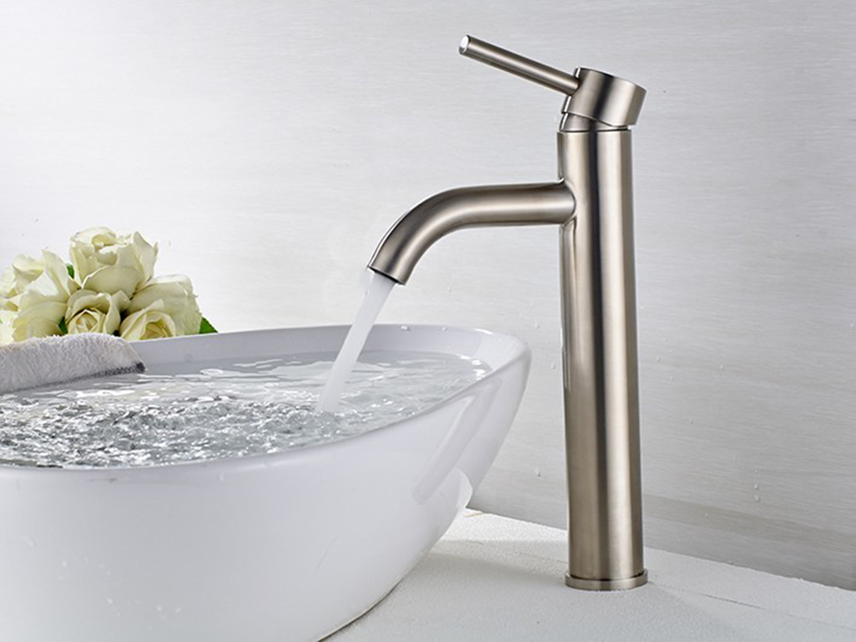 Vòi lavabo điếu nóng lạnh, Inox SUS 304 Eurolife EL-T022 ( Trắng vàng )