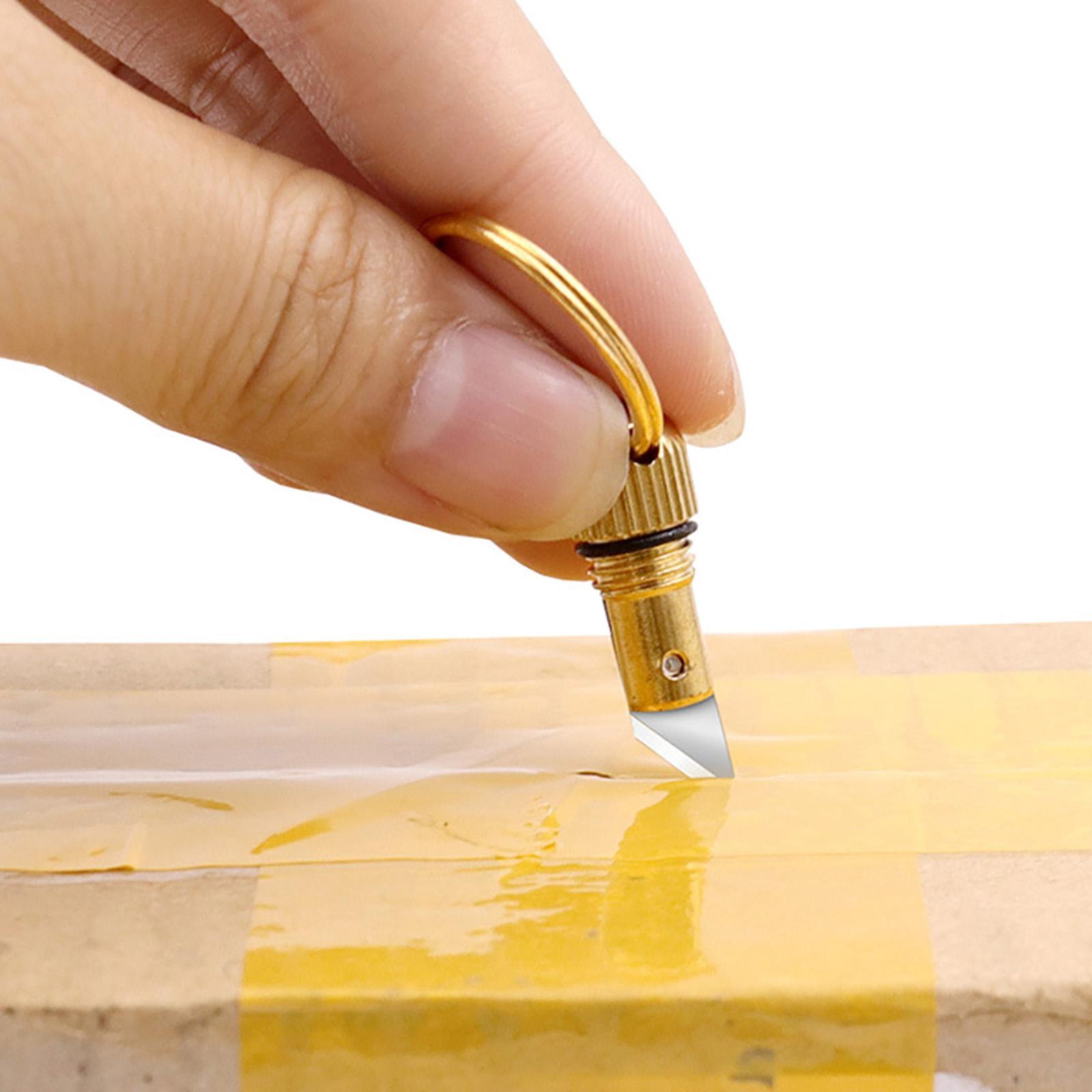 Brass Capsule Mini Knife Key Chain for Stripping Stickers Opening Cans and Unpacking Cartons Outdoor Hiking