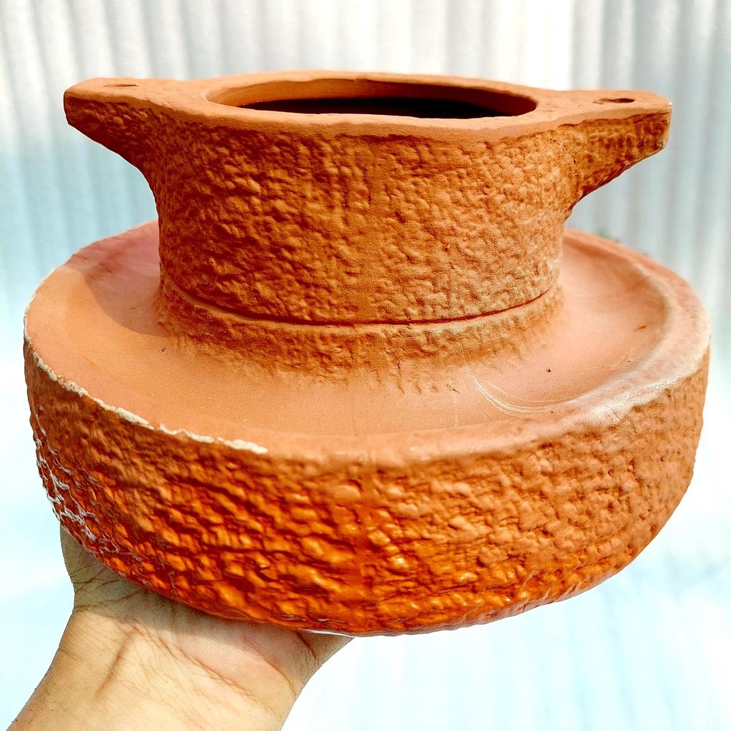 Chậu đất nung - Cối xoay, miệng chậu 10cm, chiều cao 10cm