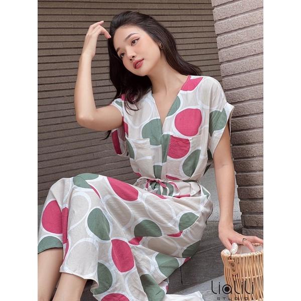Đầm linen hoạ tiết - Thiết kế từ