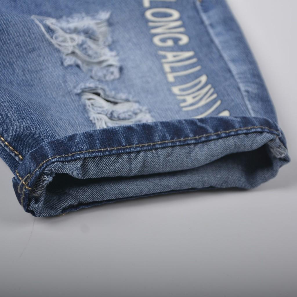 Quần short jean bé trai Vải Mịn Mềm wash rách