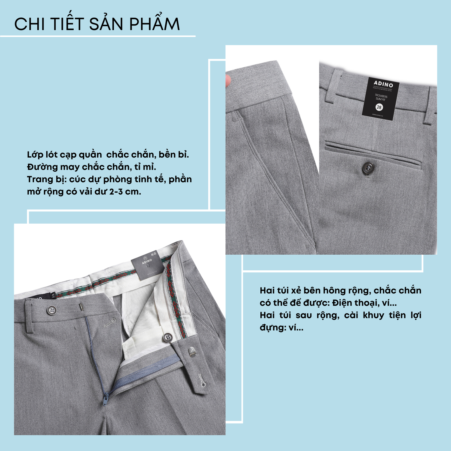 Quần âu nam hàn quốc màu ghi sáng ADINO vải rayon polyester co giãn không bai không xù dáng công sở ống đứng hơi côn QA131