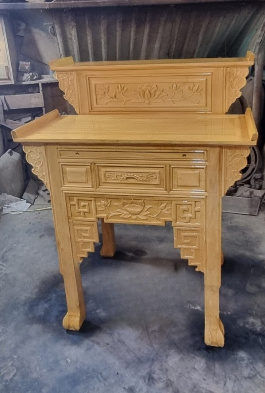 Bàn thờ 2 tầng bàn thờ tổ tiên mẫu triện sen nhiều kích thước