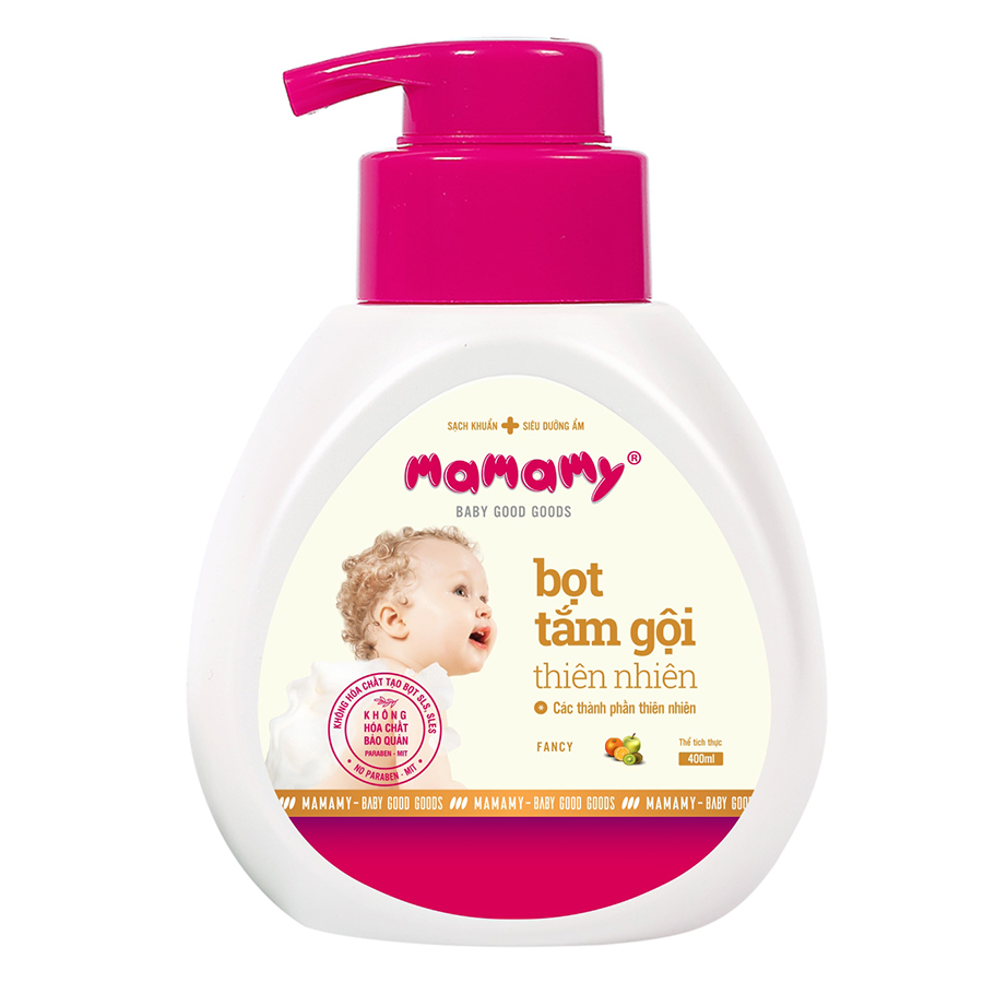 Bọt Tắm Gội (Sữa Tắm Gội) Thiên Nhiên Siêu Kháng Khuẩn An Toàn Cho Bé Mamamy Hương Fancy (400ml)