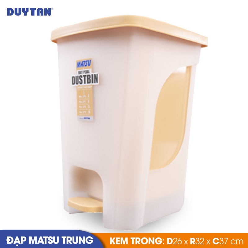 Thùng rác đạp trung nhựa Duy Tân Matsu (25 x 32 x 38 cm) - 02393 - Giao màu ngẫu nhiên - Hàng chính hãng