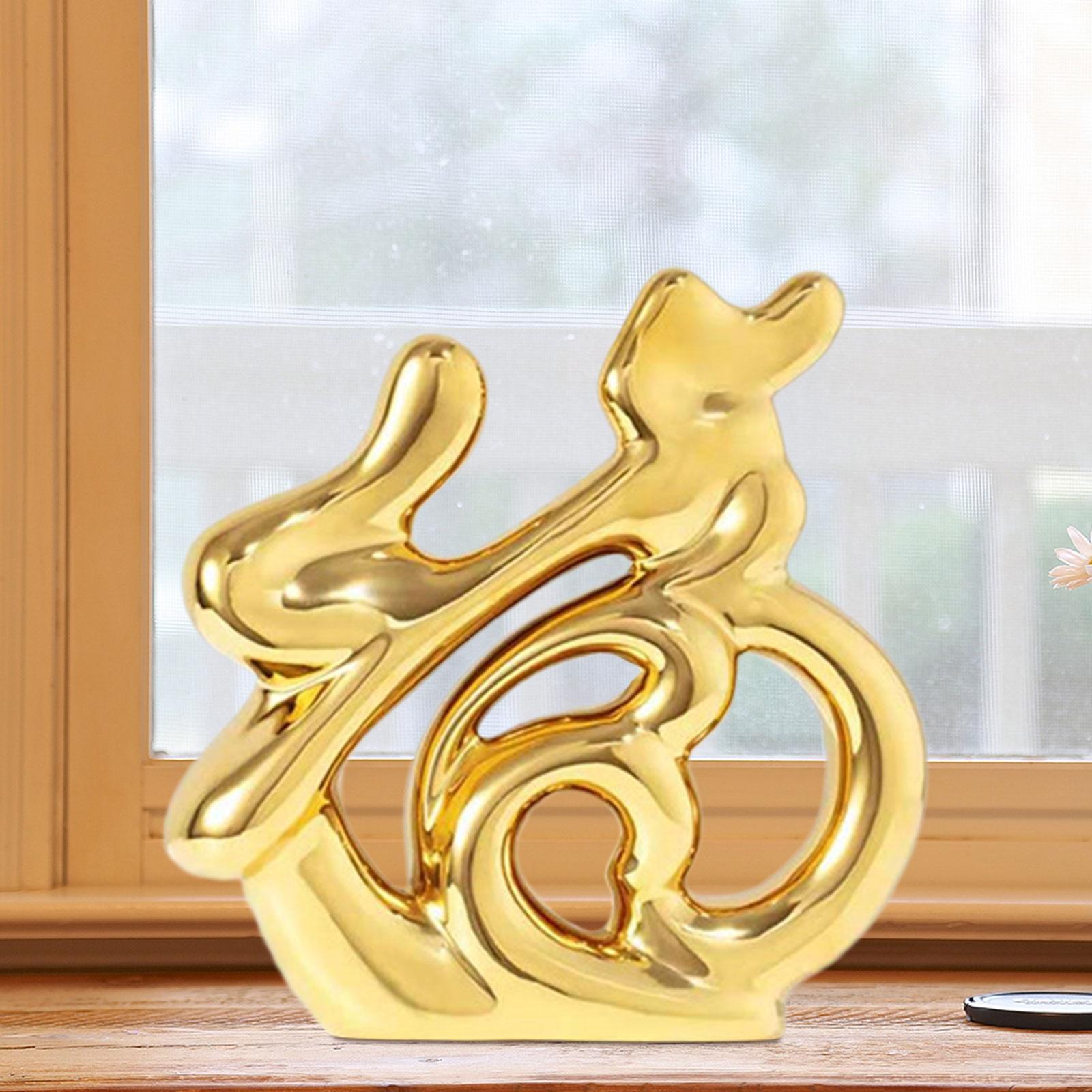 Fu Figurine Modern Gift Ceramic  Statue for Desktop Home Bookshelf