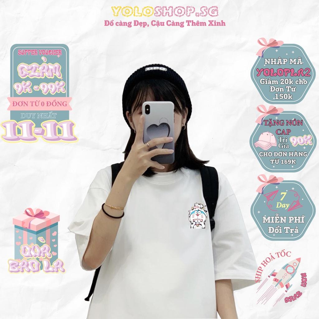 Áo thun tay lỡ Đô Rê Mon Bò Sữa phông Unisex nam nữ tee oversize form rộng pull Ulzzang Streetwear Hàn Quốc vải mềm