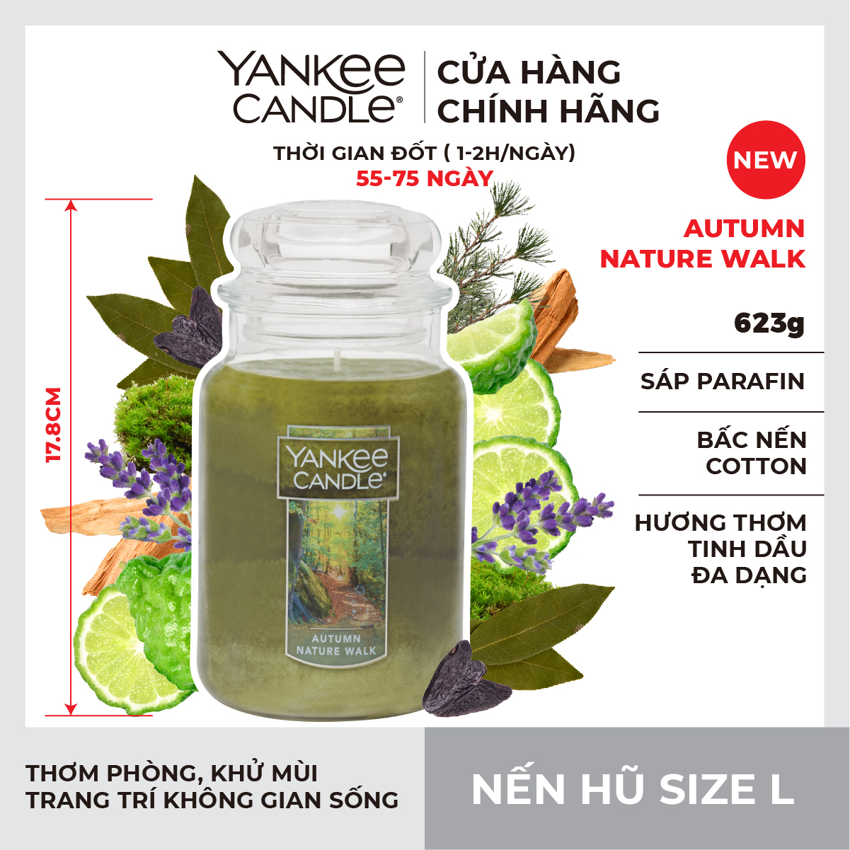 Nến hũ Yankee Candle size L - Autumn Nature Walk (623g)