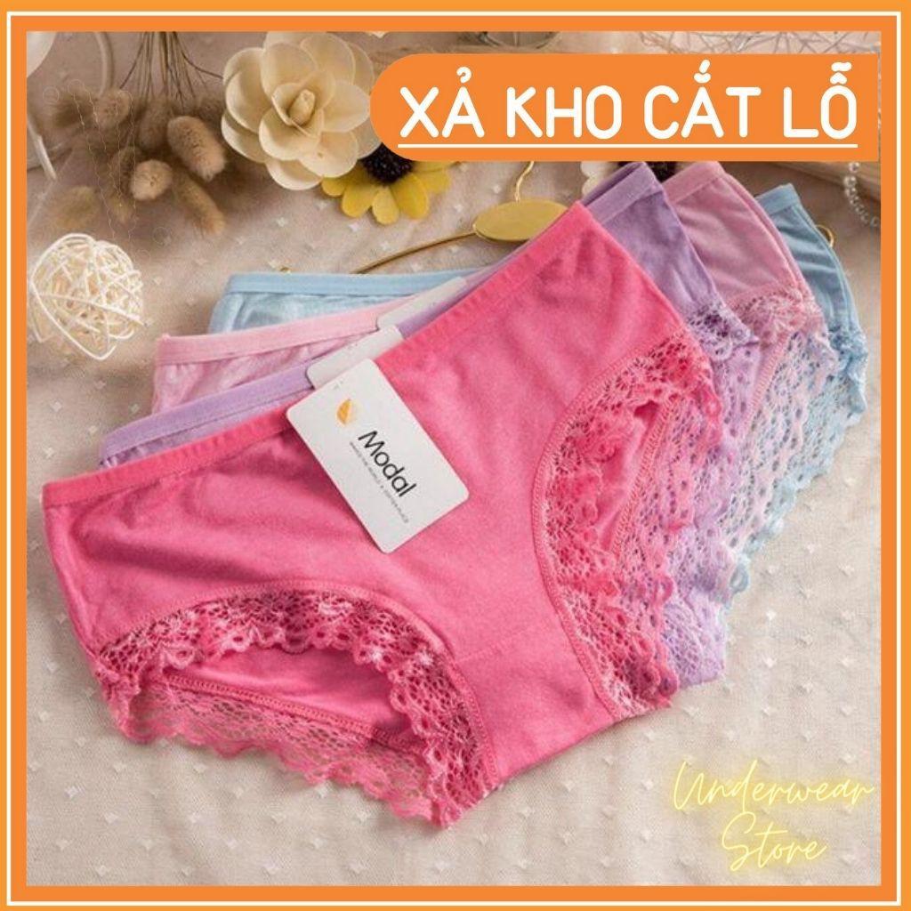 Sét 10 Quần Lót Nữ Cotton Modal Viền Ren Mềm Cực Mát - Ảnh Chụp Thật Kèm Video