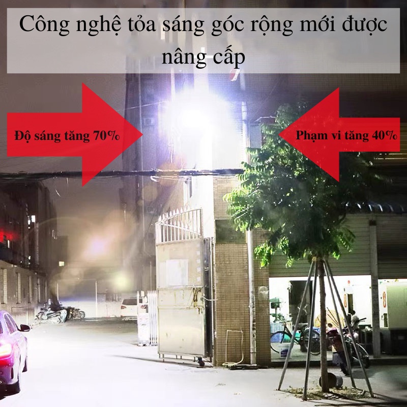 Đèn Pha Năng Lượng Mặt Trời 500w IP67,Vỏ Nhôm Đúc, Sáng Liên Tục, Hàng Chính Hãng