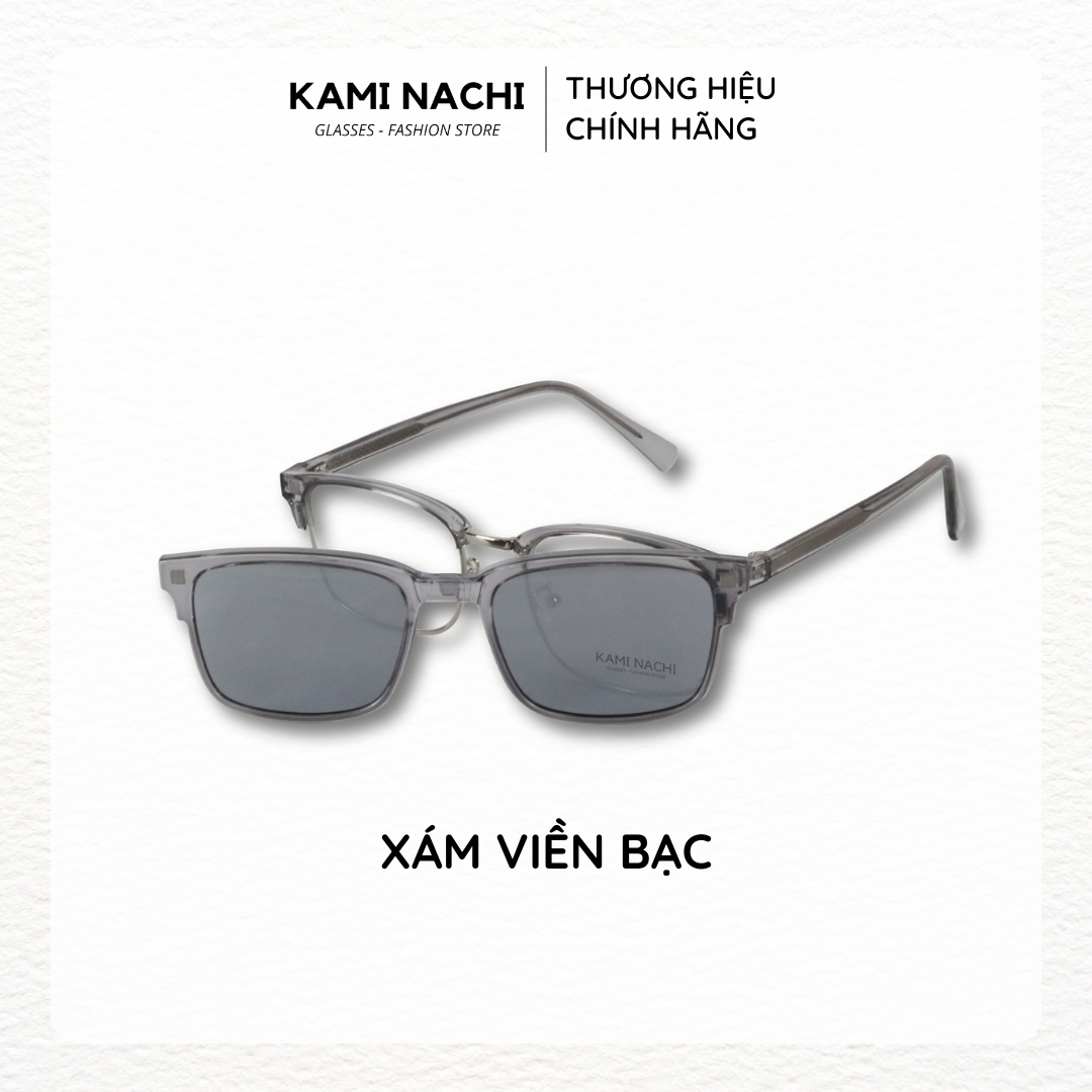 Gọng kính Clip On phiên bản Retro vuông lớn đa năng, cắt được cận KAMI NACHI T18021