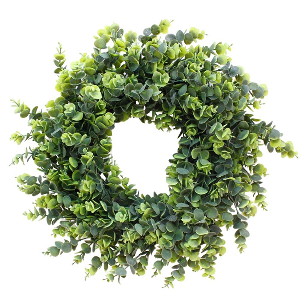 Artificial Wreath Fake Eucalyptus Leaf Front Door Hanging Green