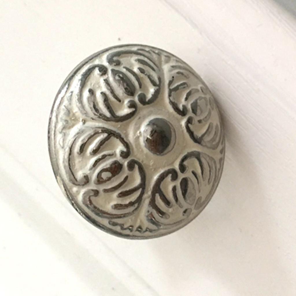 6Pcs Bedroom Drawer Knob,Silver Embossing Pattern