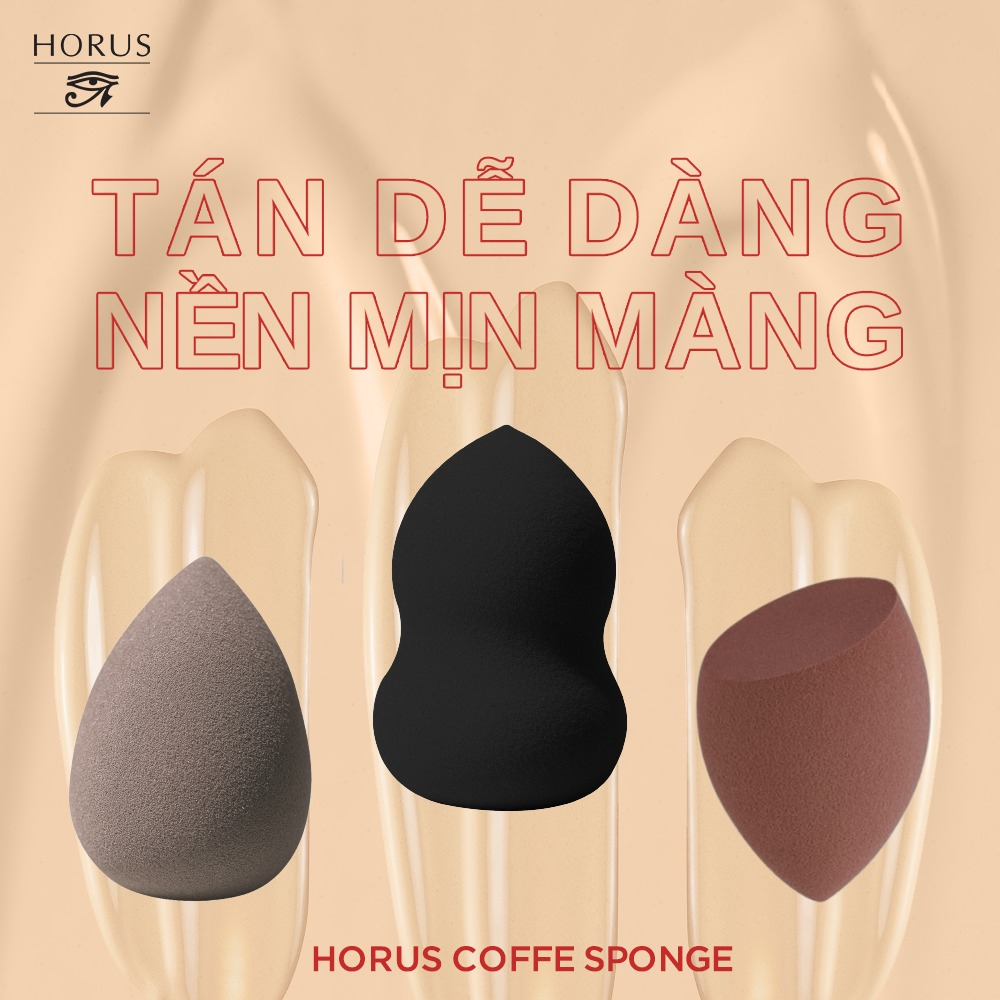 Bông Mút Trang Điểm Horus Coffee Make Up Sponge Kèm Hộp Đựng