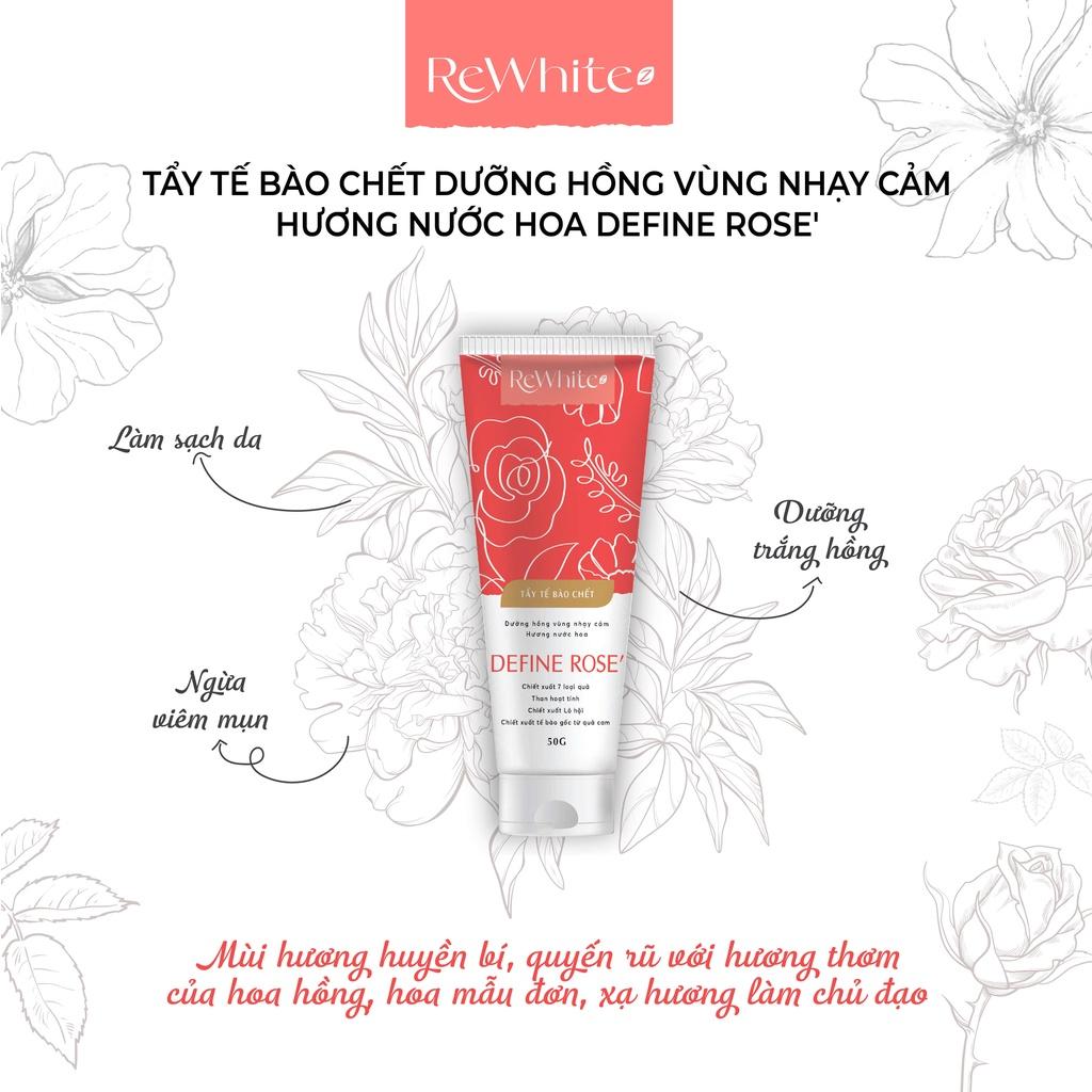 Gel Tẩy Tế Bào Chết Giảm Thâm Nách, Mông và Bikini Rewhitez Define Rose Hương Nước Hoa Quyến Rũ (Tuýp Đỏ) 50g