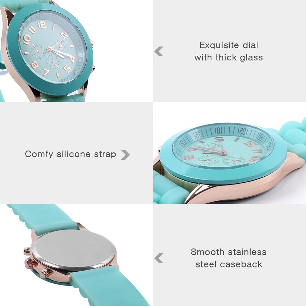 Đồng hồ đeo tay Unisex với dây đeo bằng silicon Nhẹ nhàng thạch anh cổ điển không thấm nước