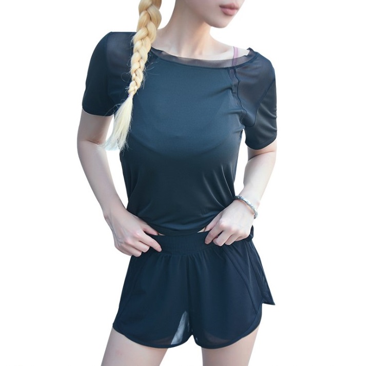 Bộ Đồ Tập Gym Nữ Phối Lưới Thoáng Mát - Đen - XL