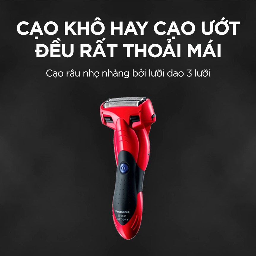 Máy Cạo Râu 3 Lưỡi Panasonic ES-SL41-R453 - Lưỡi Cắt Hình Cung An Toàn Cho Da - Thiết Kế Hiện Đại – Bộ Sạc Điện Nhanh - Hàng chính hãng - Bảo Hành Chính Hãng 12 tháng