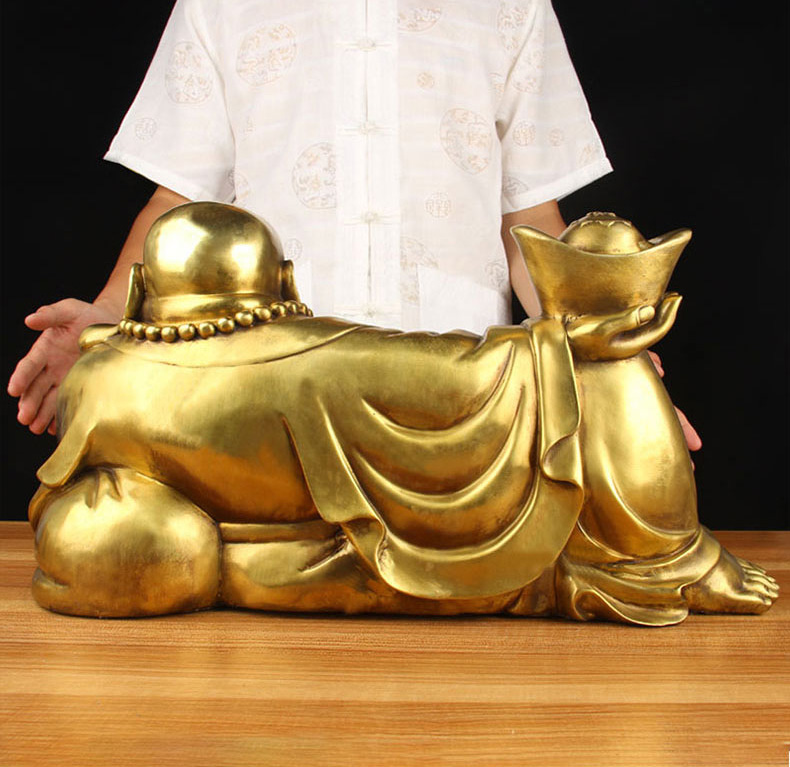 Tượng Di Lặc Nâng Nén Vàng bằng đồng thau
