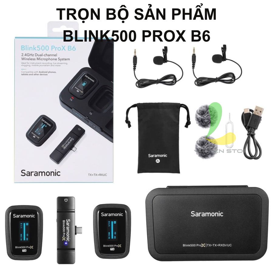 Micro thu âm không dây Saramonic Blink500 ProX B6 - Thiết bị ghi âm dành cho hệ điều hành Android, sử dụng tối đa 10 giờ - Hàng chính hãng