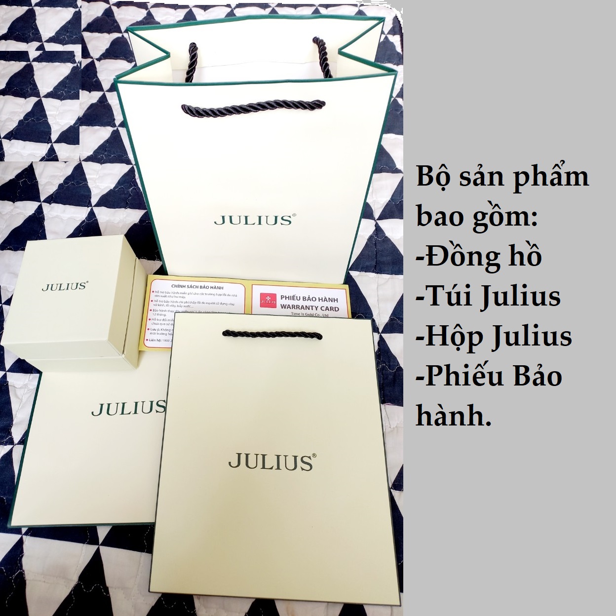 Đồng hồ nữ dây da Julius Ja-1018 xanh dương