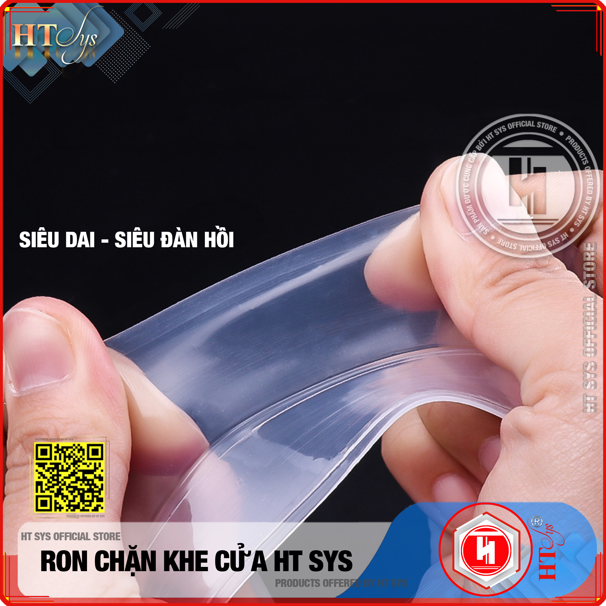 Ron chặn khe cửa HT SYS - Chất liệu cao su EPDM và SILICON cao cấp - Lớp keo ACRYLIC -  Cuộn ron dán chặn khe cửa, chân cửa, khung cửa - Ngăn gió cách âm, chống bụi bẩn, ngăn côn trùng, chống thoát khí điều hòa - Hàng Chính Hãng