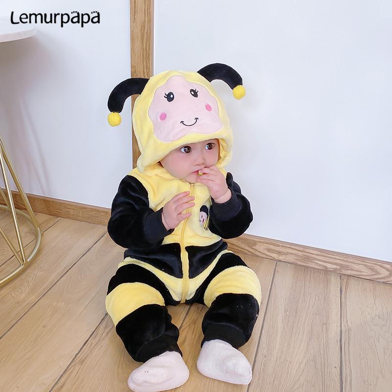 Bé Sơ Sinh Trang Phục Áo Liền Quần Onesie Mùa Đông Trẻ Sơ Sinh Quần Áo Ropa Bebe Mềm Bé Gái Bé Trai Rompers Dễ Thương Ong Dép Nỉ Cho Bé Bộ Trang Phục