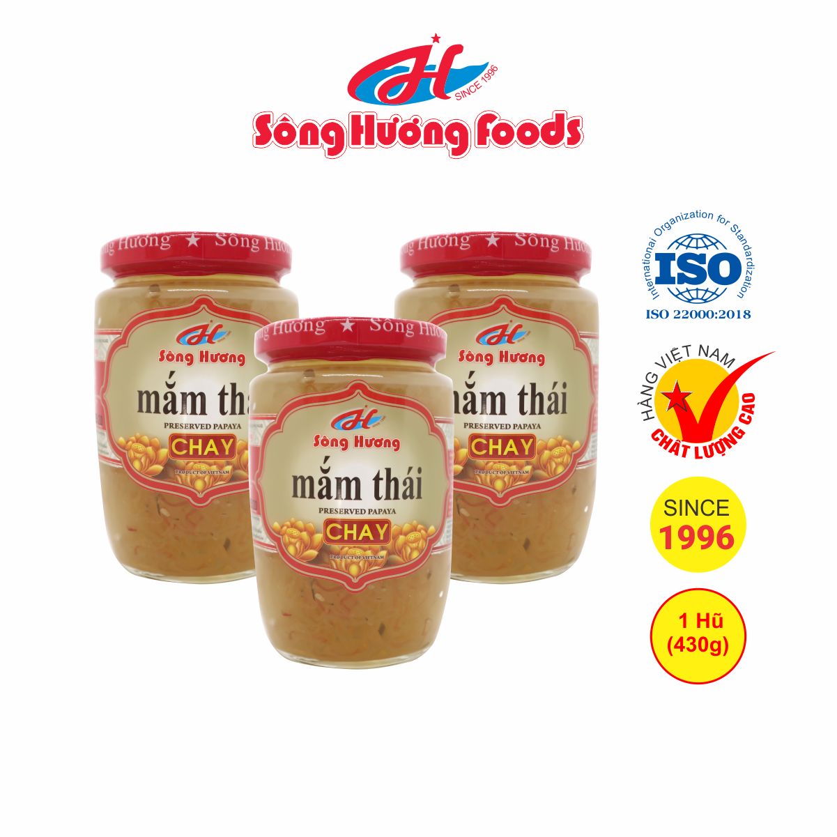 3 Hũ Mắm Thái Chay Sông Hương Foods Hũ 430g