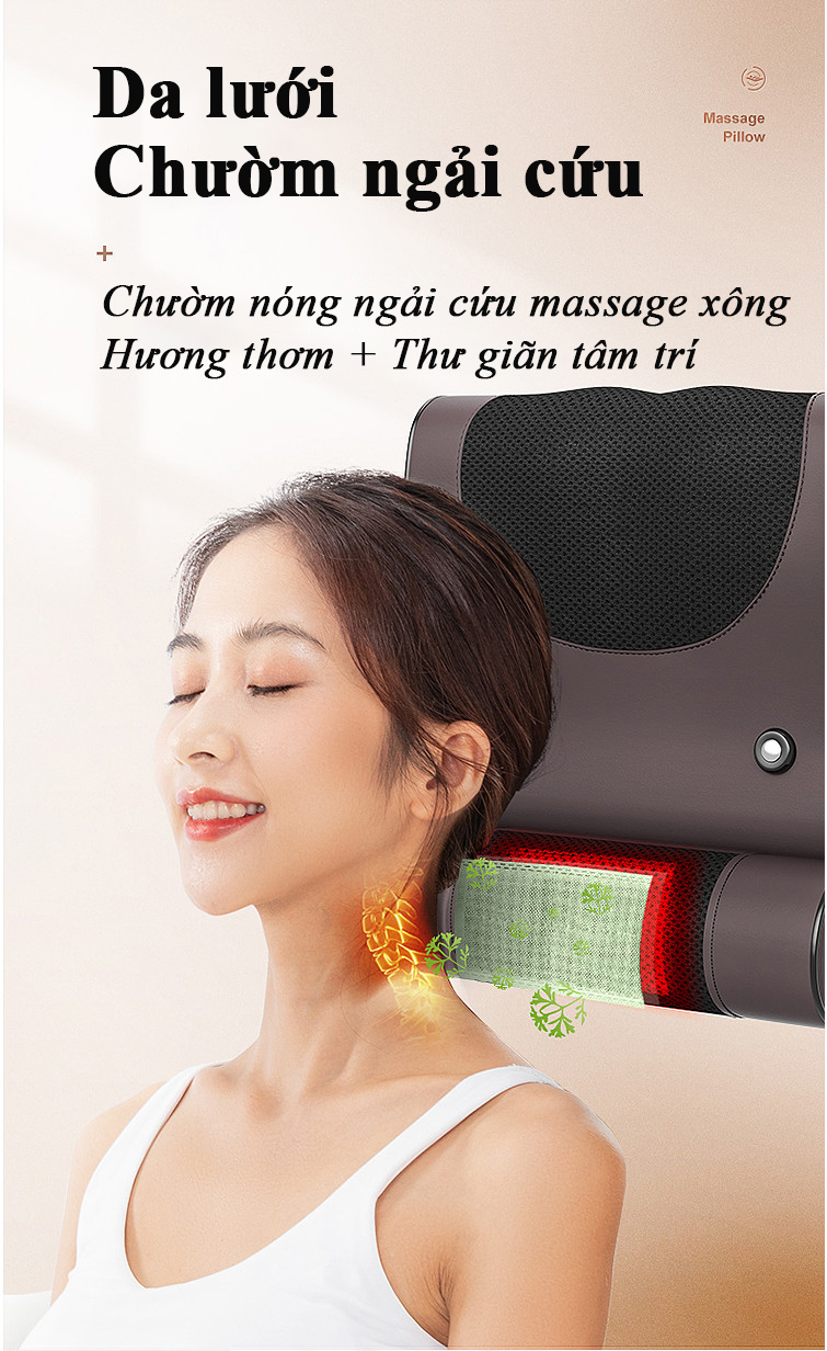 Gối massage kiêm tựa lưng massage phiên bản nâng cấp tích hợp nhiệt hồng ngoại cùng điều kiển cầm tay tiện lợi Hàng Chính Hãng