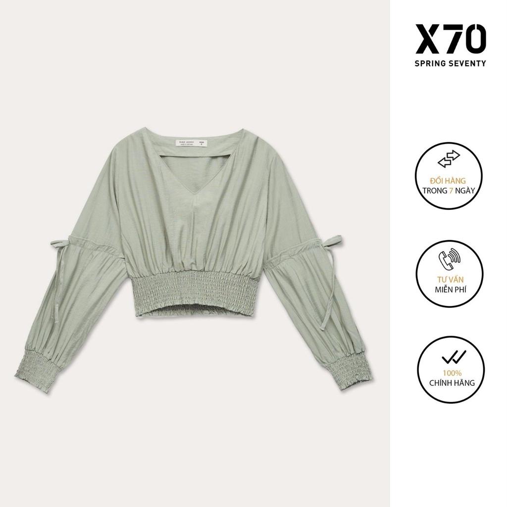 Áo Croptop Kiểu Nữ Trơn Kiểu Dáng Tay Dài Thiết Kế Lưng Chun Thời Trang X70 - 00550003