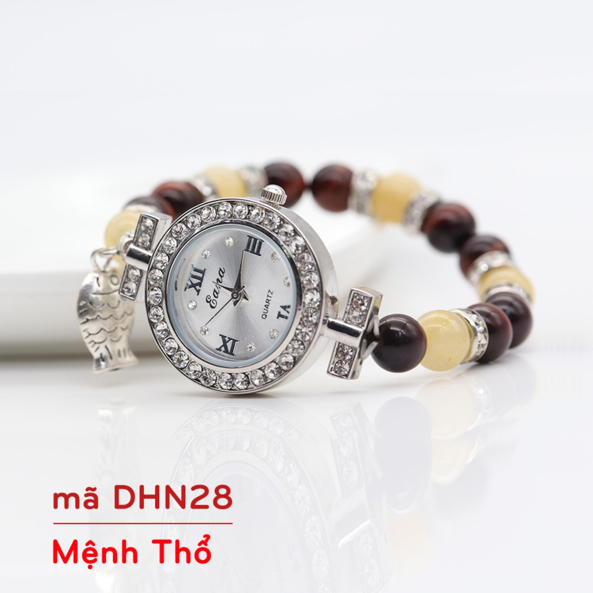 Đồng Hồ Mix Đá Mắt Hổ Đen Đỏ DHN28 Bảo Ngọc Jewelry