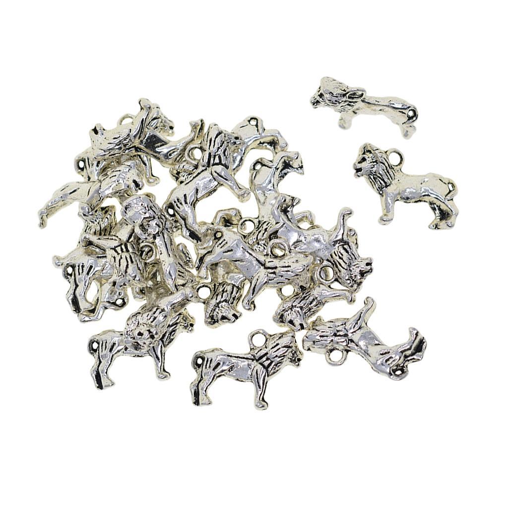 20 Piece Silver Mini Alloy Lion Shaped Charms Pendants DIY Jewelry Making Findings Accessories