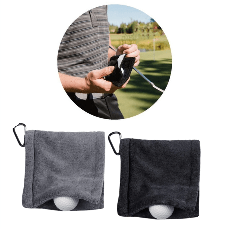 Khăn Chơi Golf Cho Túi Chơi Golf Có Kẹp Khăn Chơi Golf Sợi Nhỏ-Gấp Khăn Chơi Golf Màu Xanh Đen Và Xám Quà Tặng Cho Nam Nữ Color: BBX66-Black