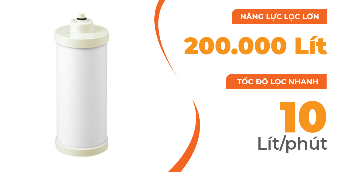 Lõi lọc thay thế Kitz LOASC-0 thay cho máy lọc nước Kitz LOAS-N0 công suất 200000 lít, 2 cấp lọc - Hàng nhập khẩu chính hãng