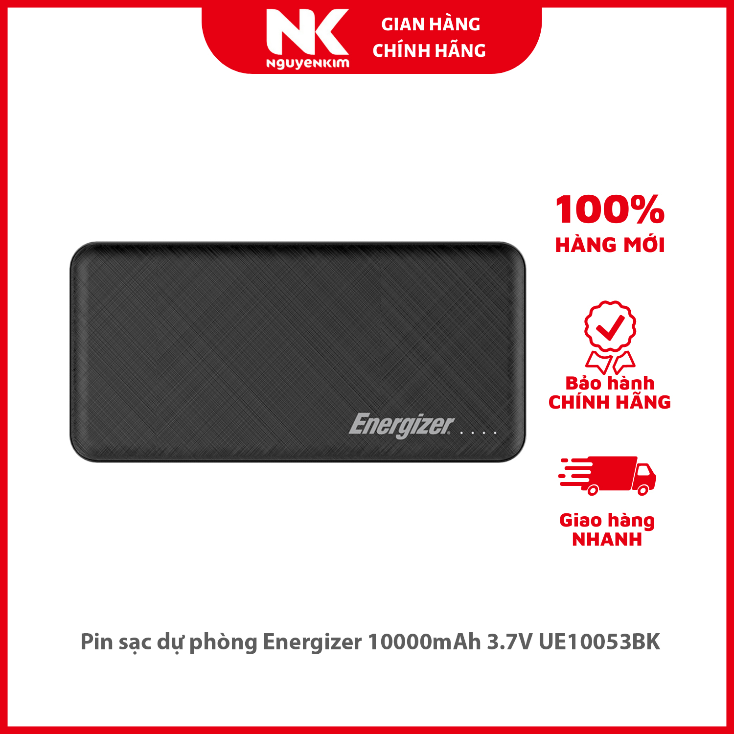 Pin sạc dự phòng Energizer 10000mAh 3.7V UE10053BK - Hàng chính hãng