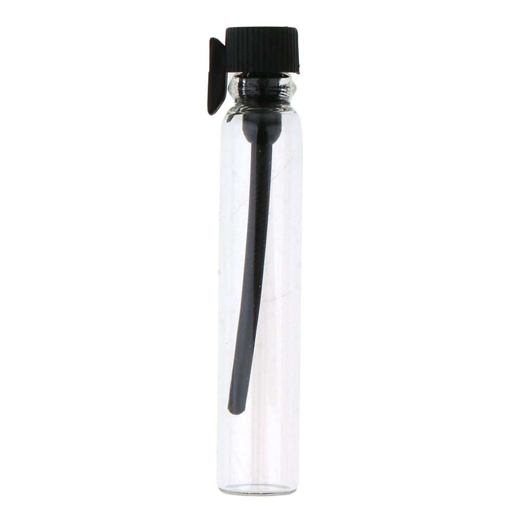 2x50x Mini Glass Perfume Sample Vials Empty Essential Oil Fragrance Bottle 2ml Black Cap