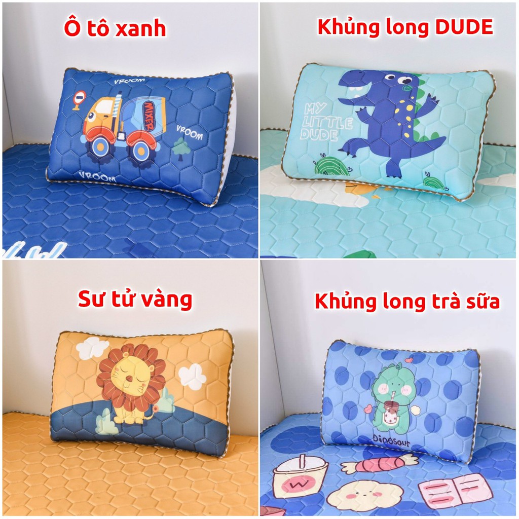 Gối ngủ điều hòa hoạt hình cho bé trai và bé gái thiết kế vỏ gối tháo rời được, chất liệu vỏ gối cao su non trần trám kích cỡ 30x50cm