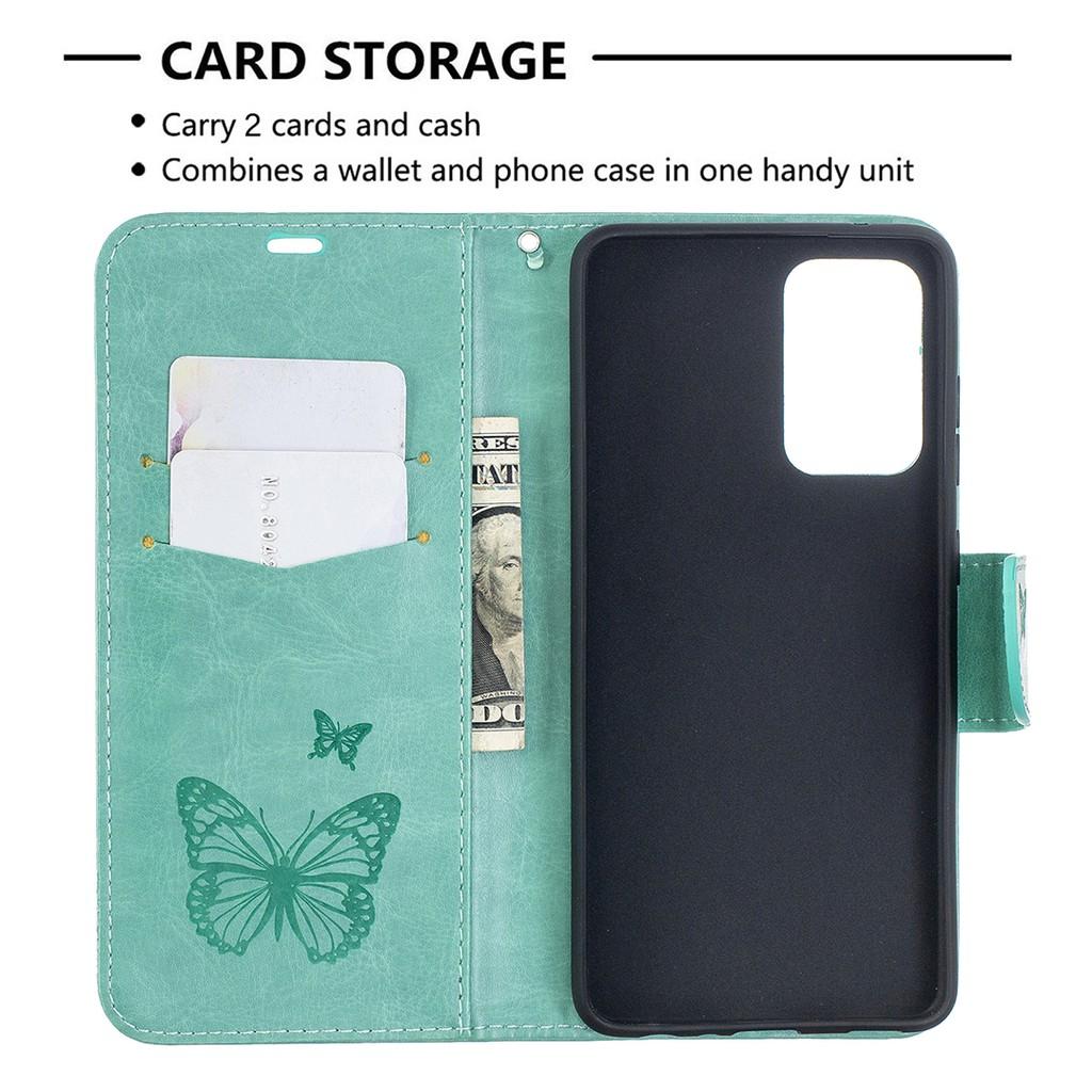 Bao Da Kiểu Ví Gập Có Giá Đỡ In Hình Bướm Cho Samsung Galaxy S21 Ultra S21 Plus S21 + A12 A52 A72 A32 5g