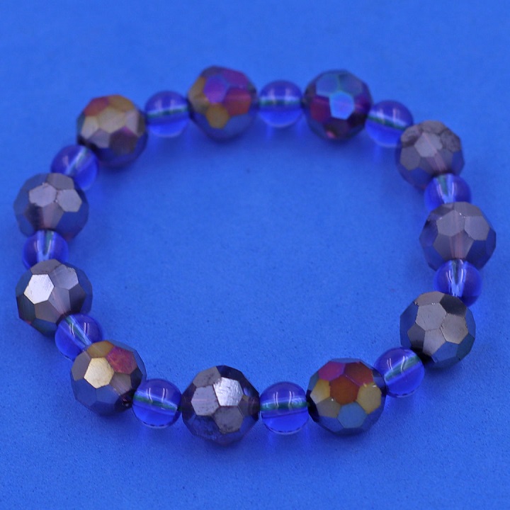 Vòng tay pha lê xanh đen cắt giác 10 ly pha lê xanh CTFLXEGFLXD10