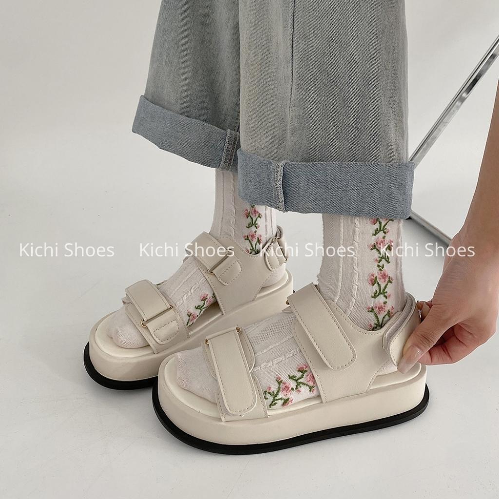 Sandal quai ngang 2022 dép quai hậu đi học phong cách ulzzang Kichi Shoes