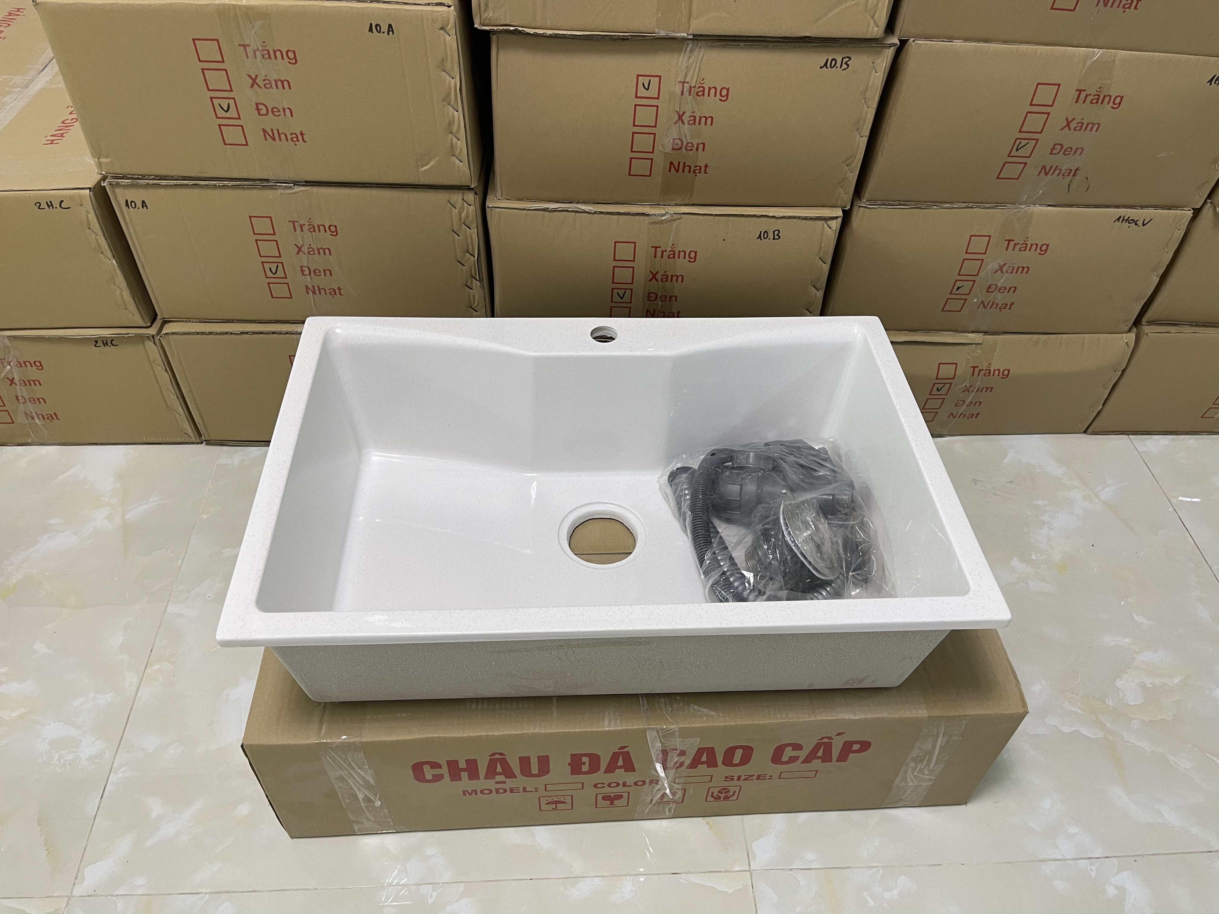 Chậu rửa chén bát đá nhân tạo -kích thước 73*48*20