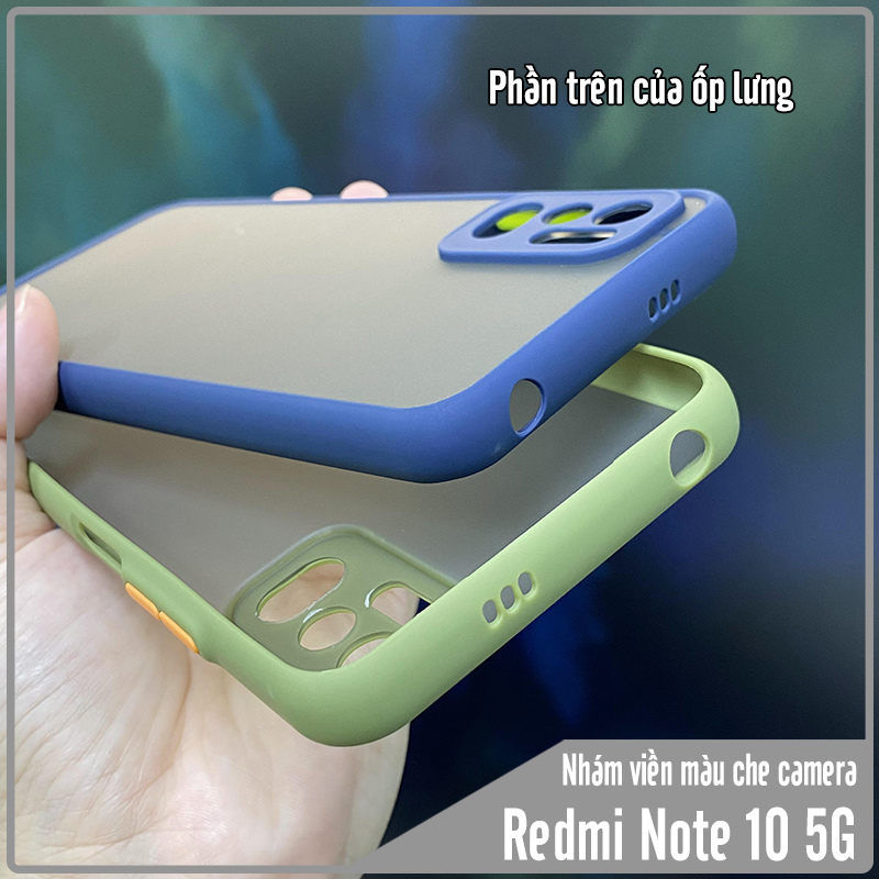 Ốp lưng cho Xiaomi Redmi Note 10 5G nhám viền màu che camera