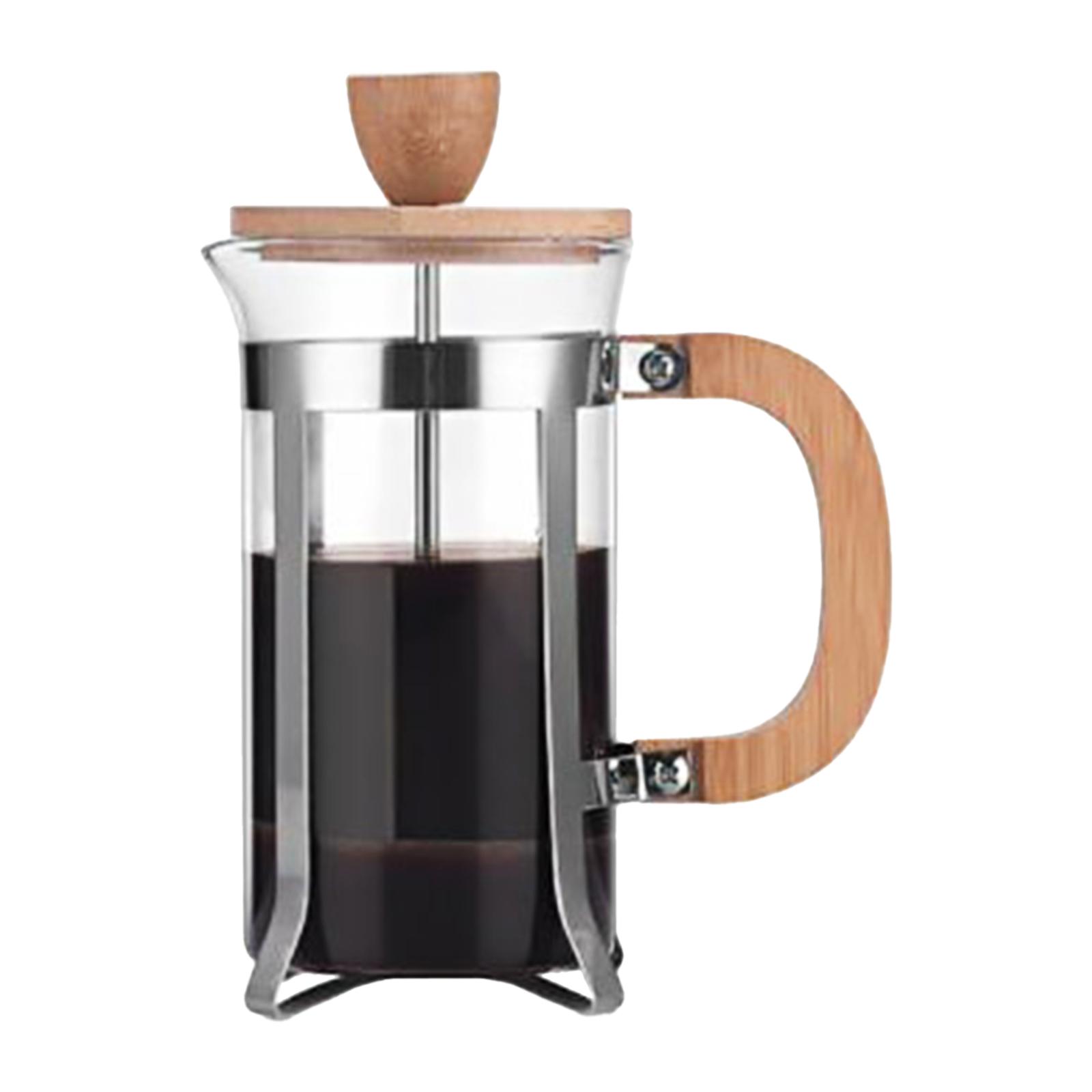 Máy Pha Cà Phê French Press Thủy Tinh Borosilicate Với Tay Cầm Bằng Gỗ Có Bộ Lọc