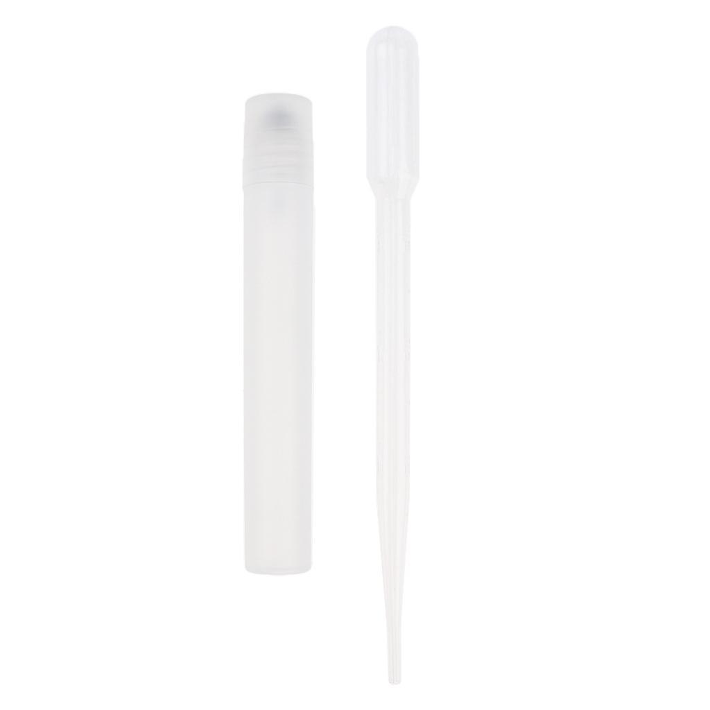 10 Pieces Clear Empty Refillable Perfume Aftershave Steel Roll On Bottles Travel Tube Vials With Pipettes Dropper Kit for Men Women 5ml 10ml