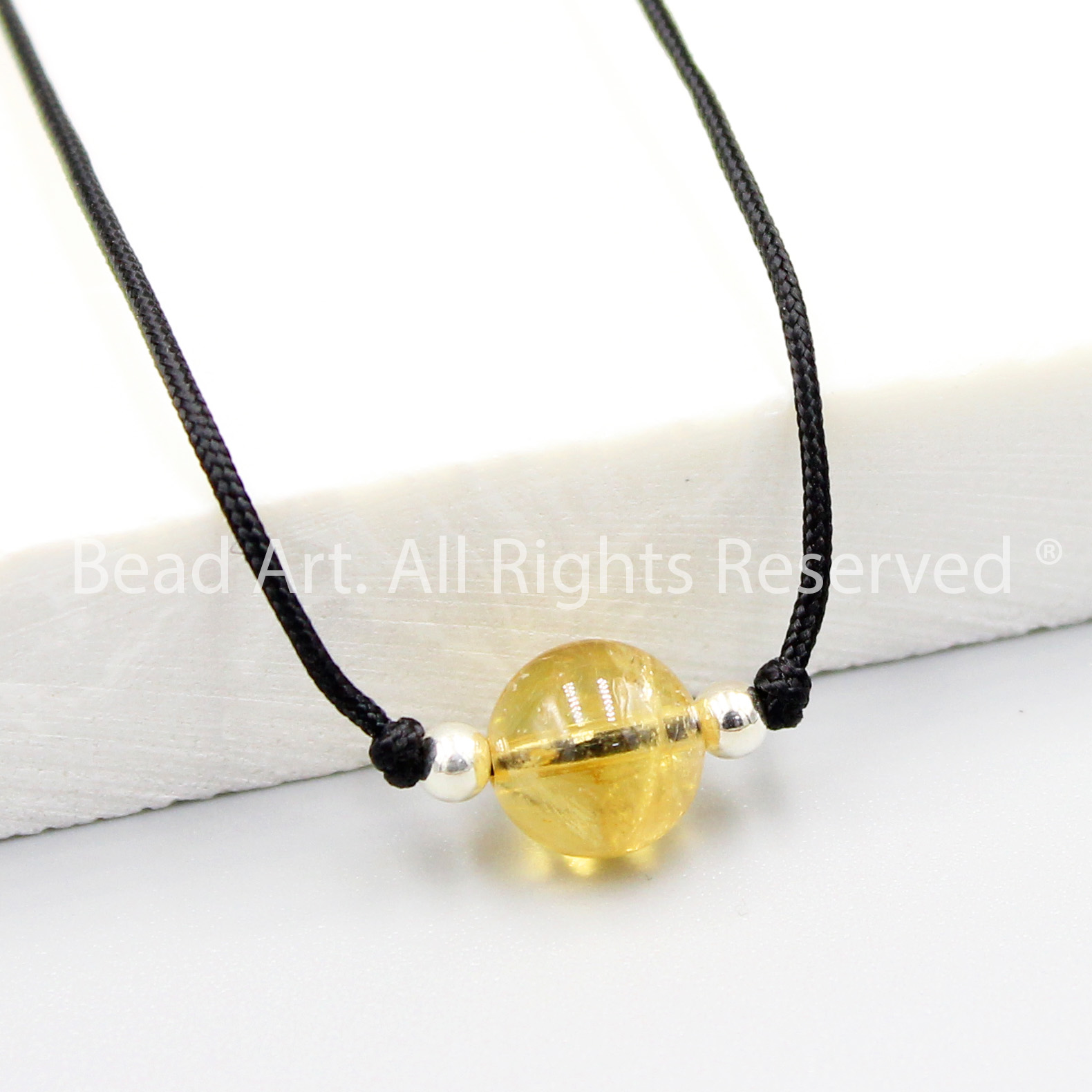 Vòng Cổ 8MM Đá Thạch Anh Vàng, Citrine Tự Nhiên Loại AAA, Dây Chuyền, Trang Sức Phong Thuỷ, Mệnh Thổ, Mệnh Kim - Bead Art